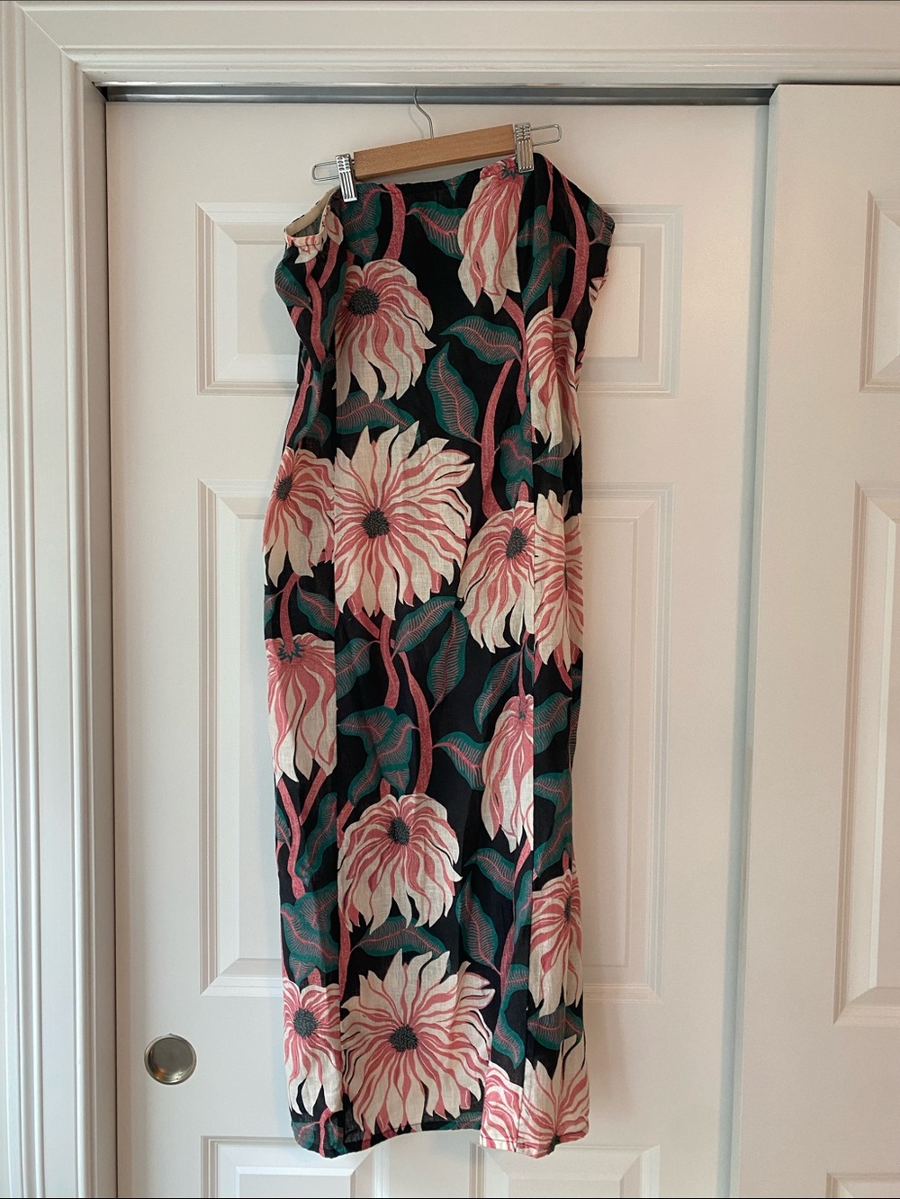 Anthropology Linen Strapless Midi Dress